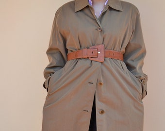 Persona by Marina Rinaldi - vintage green plus size cotton womens trench coat