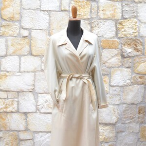 70s Beige Long Trench Coat Women, Vintage Wrap Coat, Mid Season Duster Coat image 7