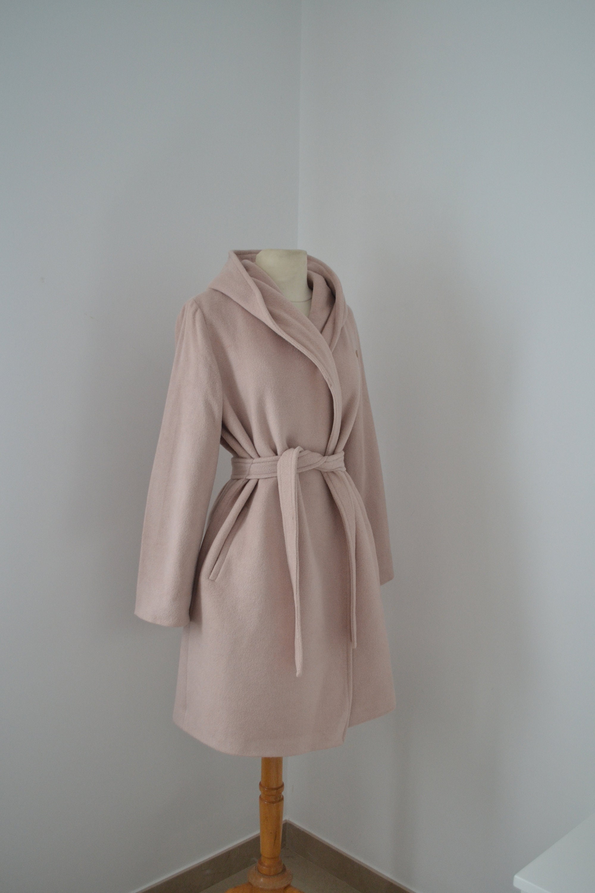 Pink Hooded Wool Coat Max Mara Coat - Etsy