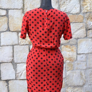 Robe à pois rouge des années 80 / robe en soie vintage image 7