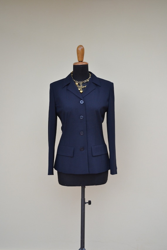 Navy blue wool shop blazer womens