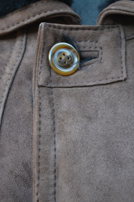 Original men's brown shearling coat size XL - image 5