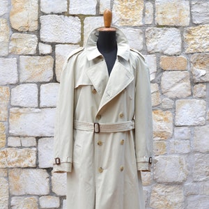 Daks London 90s vintage Beige Military Trench Coat Men, Belted Mens Rain Coat, Autumn Coat Men, vintage Clothing image 4