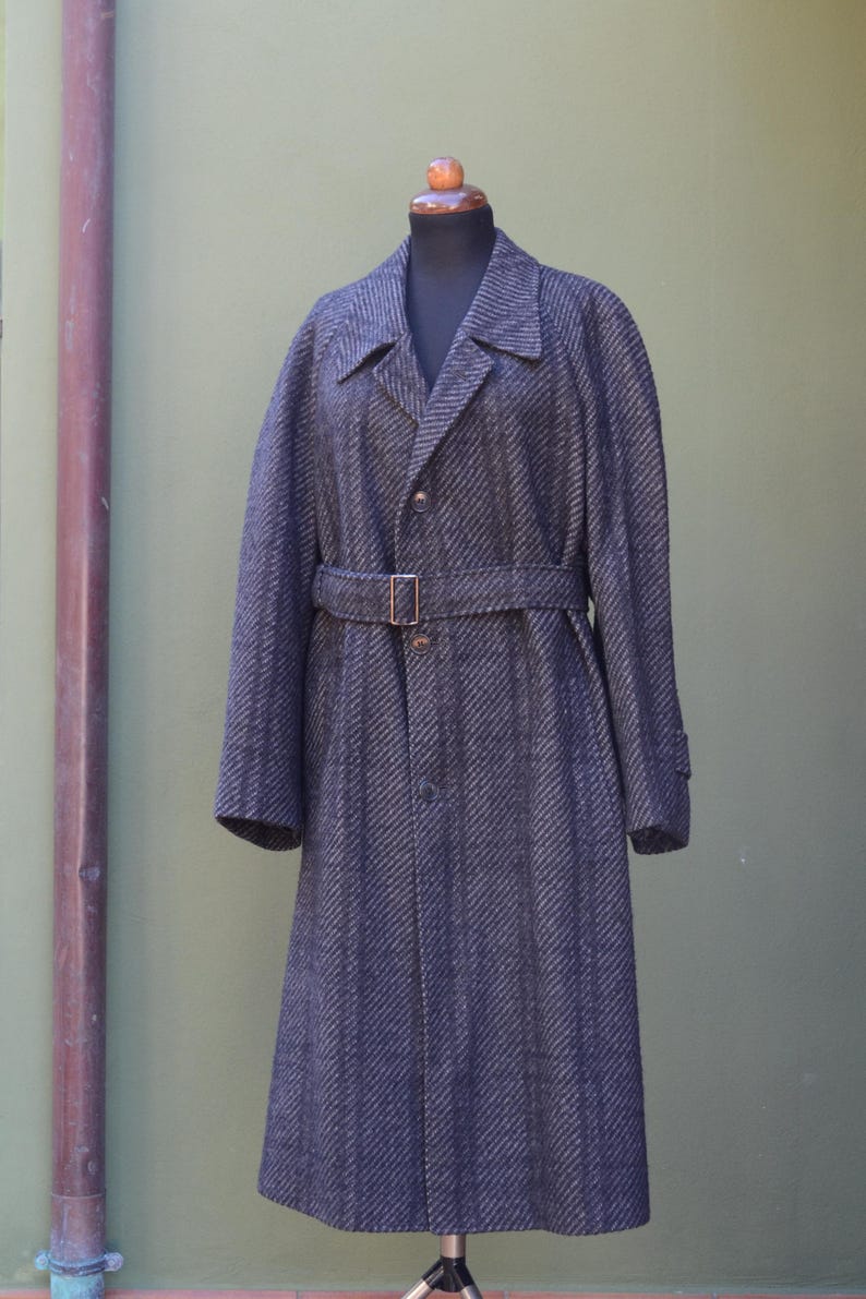 Ungaro herrkappa i vintageull från 1980-talet, lång kappa med skärp, ren jungfruull från Ferla, tillverkad i Italien, storlek 52, lyxiga herrkläder i överdimensionerat format bild 7