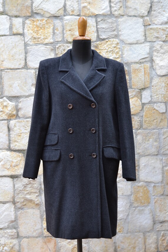 Prisma - Max Mara brand - 90s grey wool coat wome… - image 5
