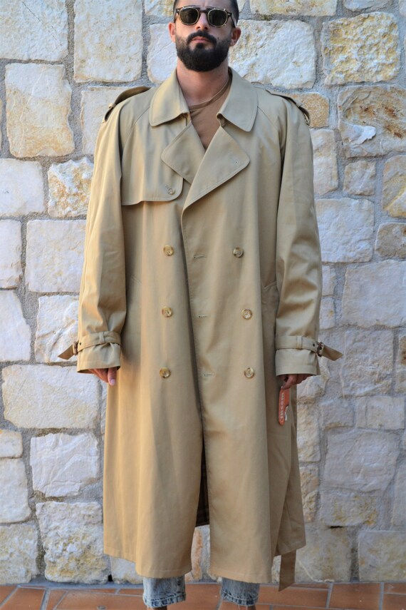 70's Beige Mens Trench Raincoat - Etsy