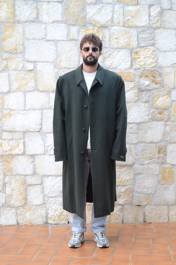 Rare Vintage Oversized Green Loden Coat by Merlet – Size 60