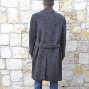 Cappotto Uomo In Lana Ryan Bingham, Trench Invernale Doppiopetto, Nero E Blu Navy