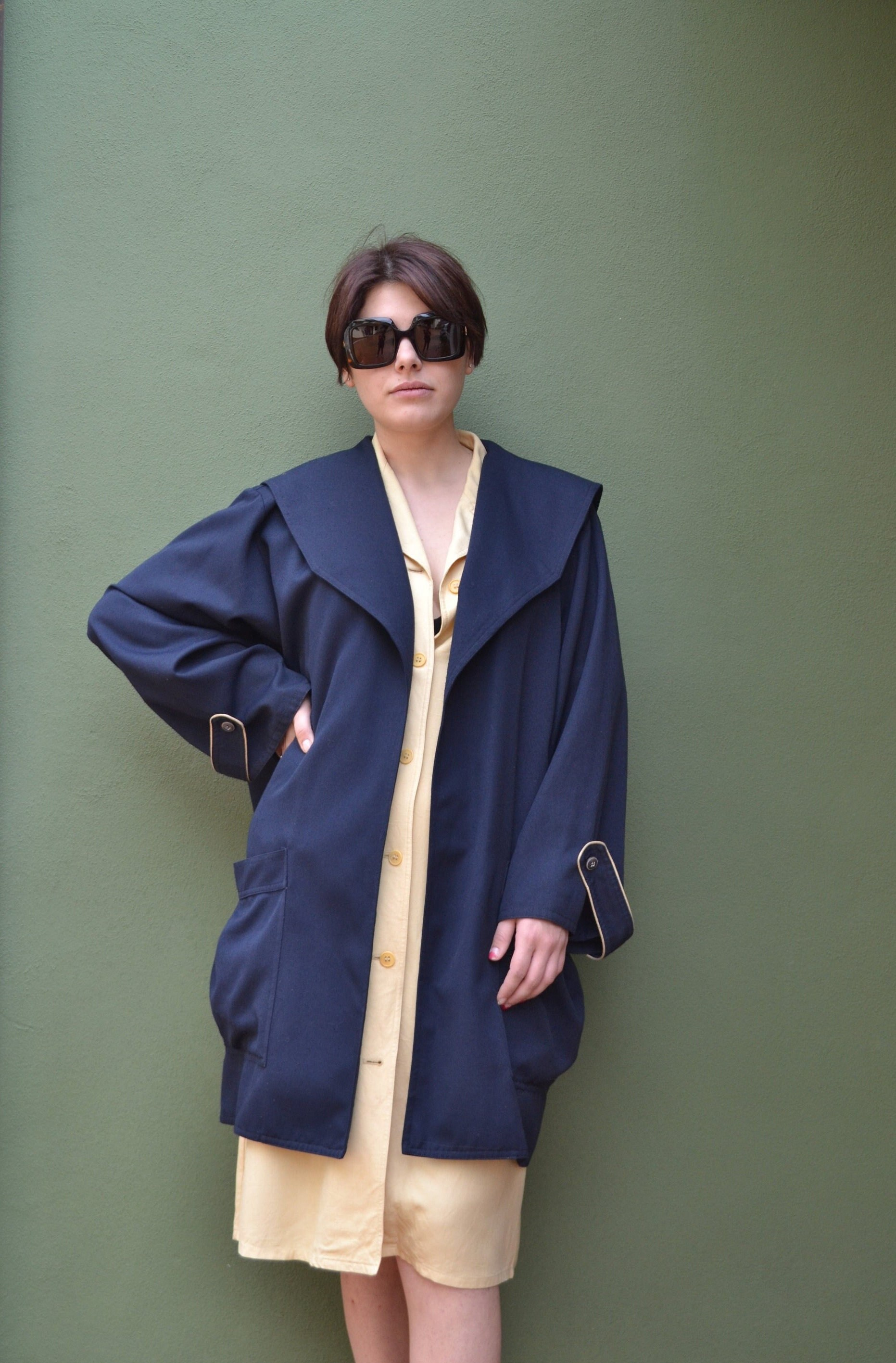 Dark Blue Sailor Collar Coat Women - Etsy