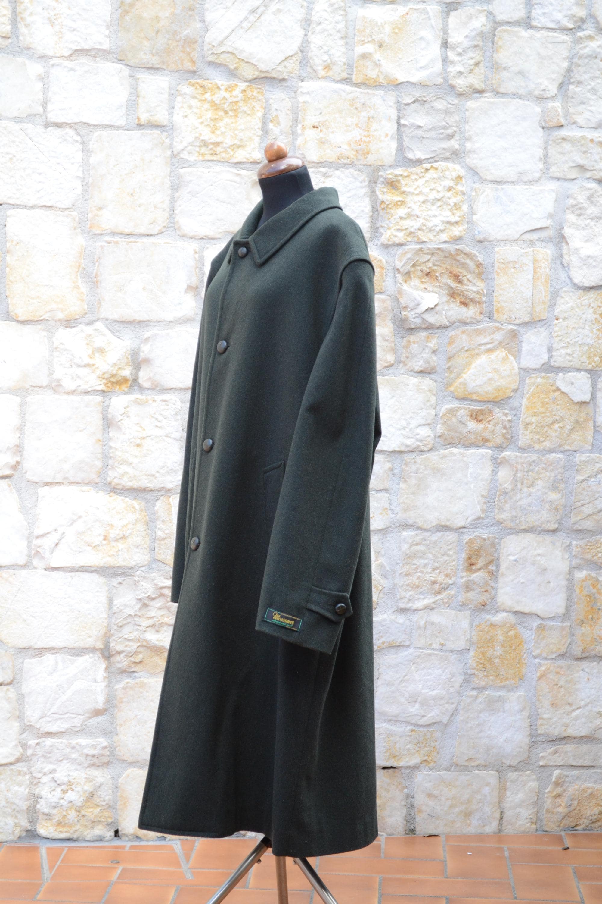 Rare Vintage Oversized Green Loden Coat by Merlet – Size 60