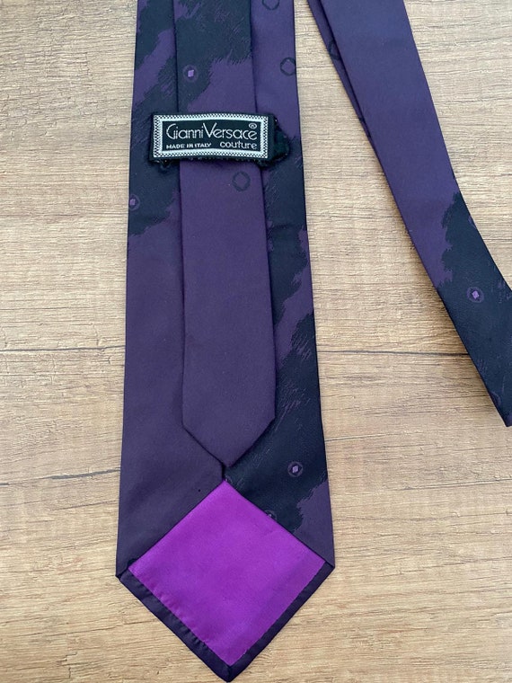 VERSACE COUTURE 90s vintage purple tie, Made in I… - image 5