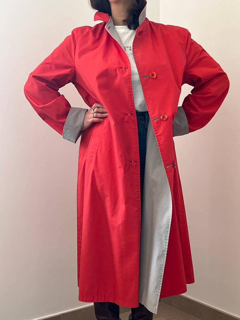 1970s Reversible Spring Cotton Womens Light Trench Coat