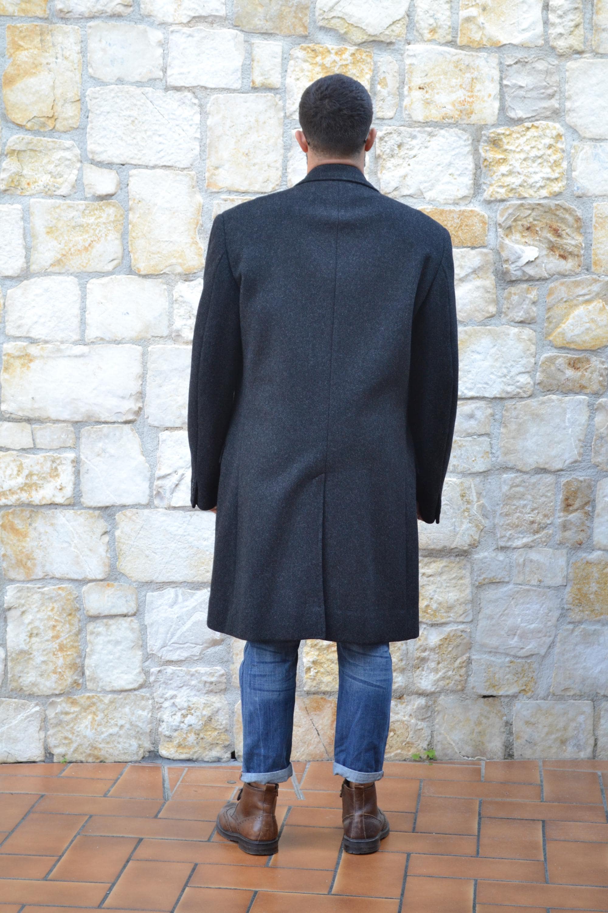 60's Vintage Tailored Grey Double Breasted Coat, Sophisticated