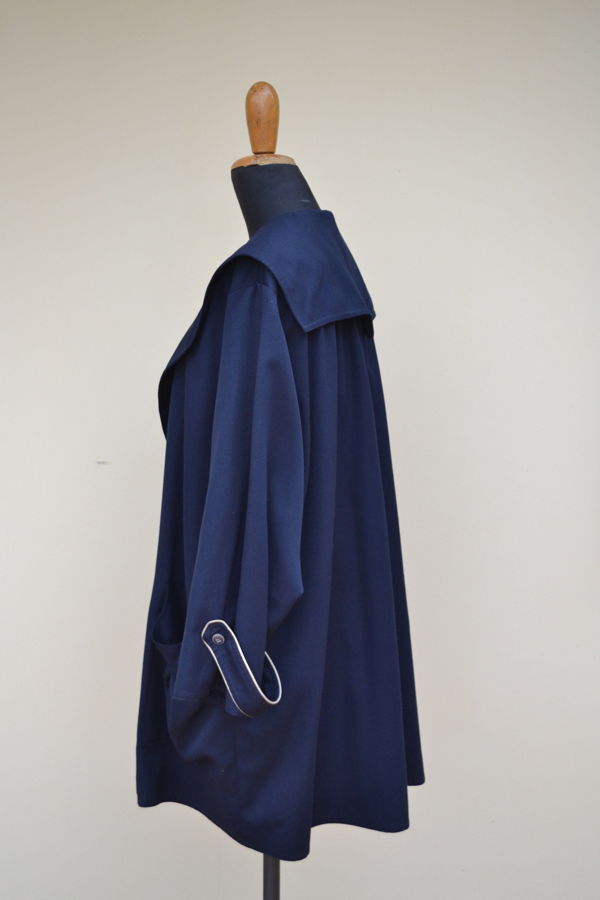 【HELK】SAILOR COLLAR WOOL COAT Dark Blue Sailor Collar Coat Women - Etsy
