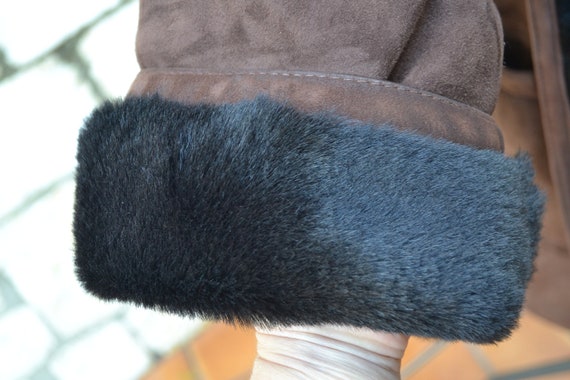 Original men's brown shearling coat size XL - image 7