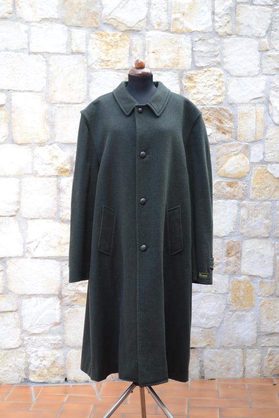 Rare Vintage Oversized Green Loden Coat by Merlet – Size 60