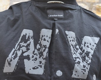 Y2K Calvin Klein Jeans 90s Black Wool and Cashmere Coat Men