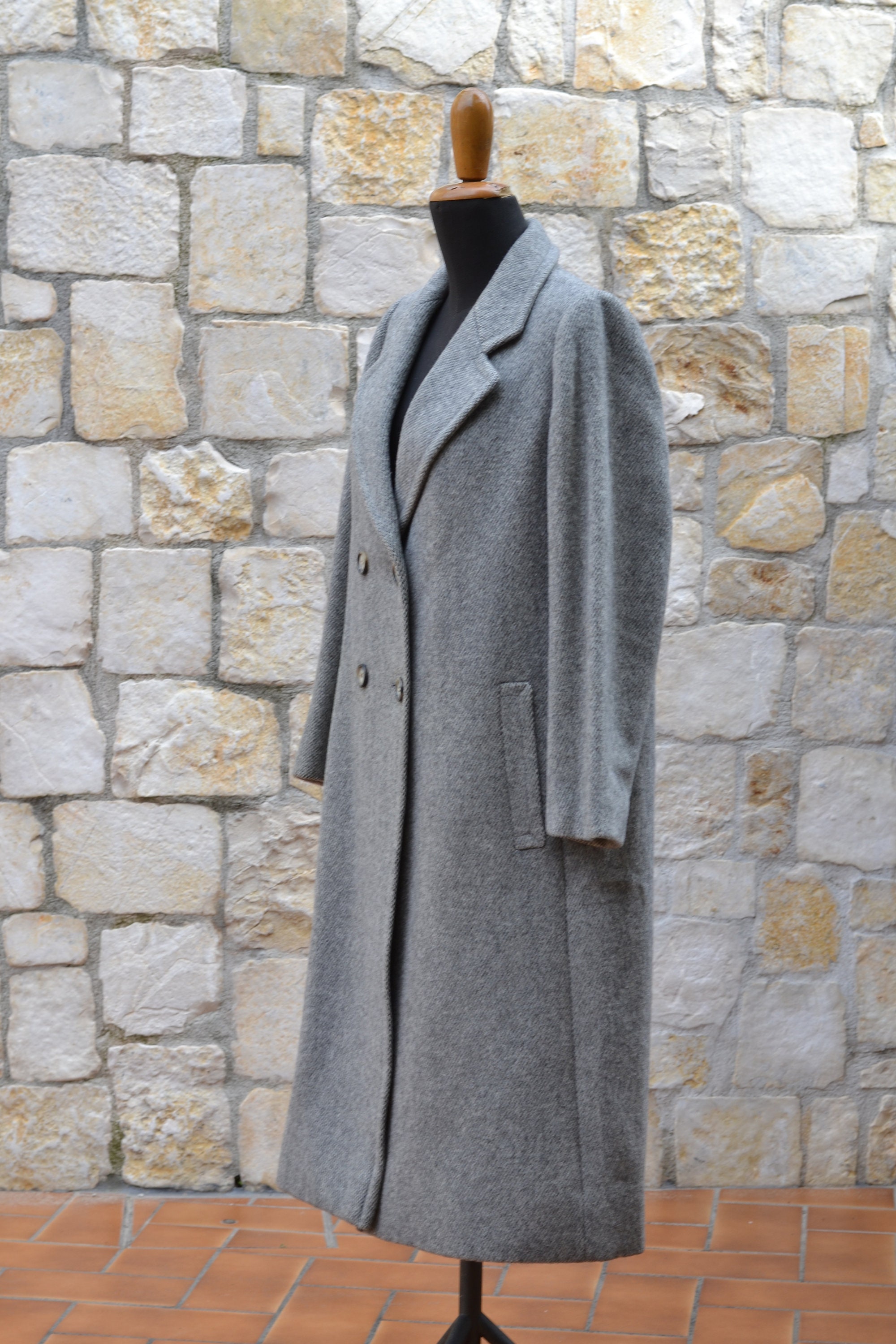 Moessmer - 1980s Grey Tweed Coat / Long Wool Coat Women / Womens