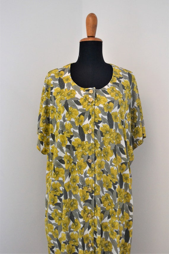 Yellow floral plus size spring summer dress, plus… - image 3