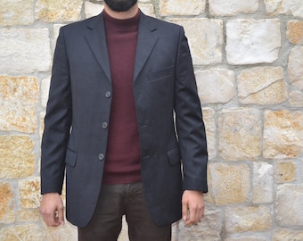 Biagiotti Uomo Vintage Anthracite Grey Blazer, 1980s Mens