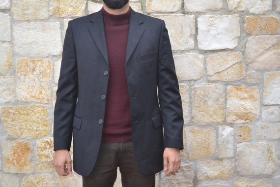 Vintage anthracite grey blazer, 1980s mens wool ja