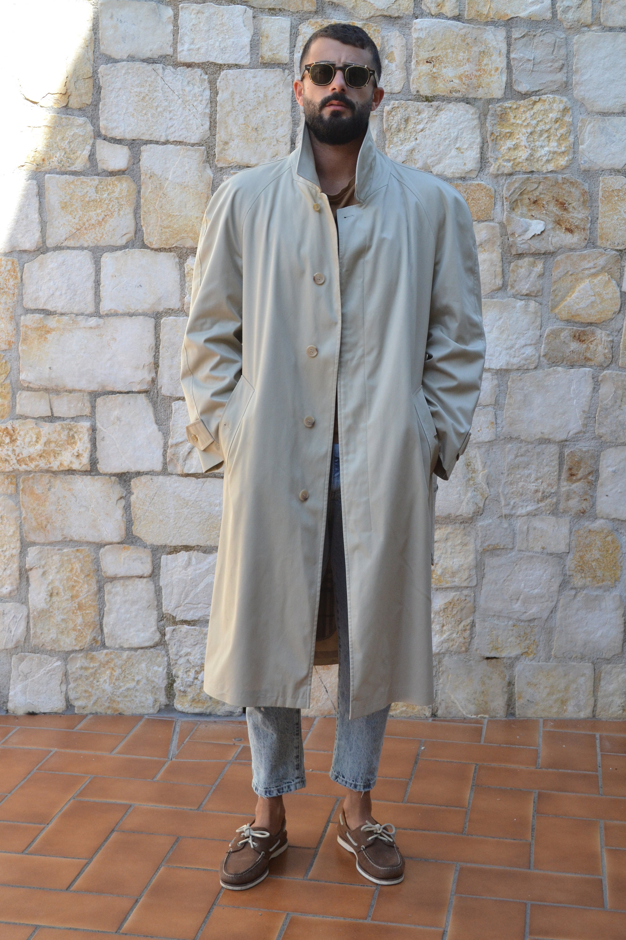 80s Vintage Beige Military Trench Coat / Mens Overcoat - Etsy 80s Vintage Beige Military Trench Coat / Mens Overcoat - Etsy