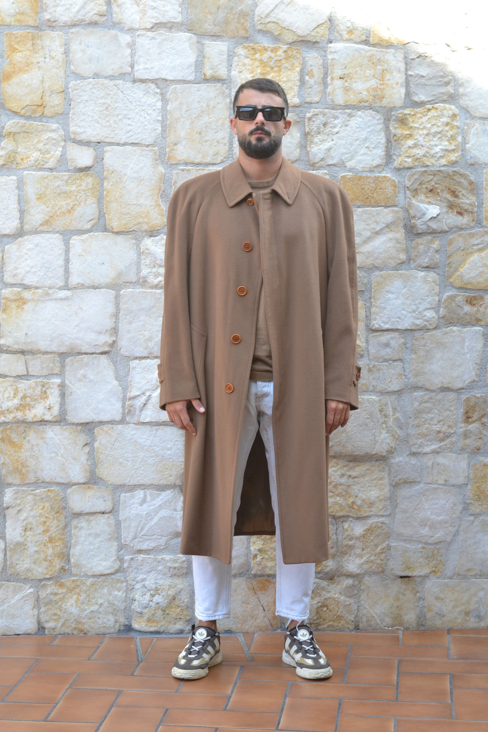 Loro Piana Cashmere & Wool Trench coat with Leather Trim