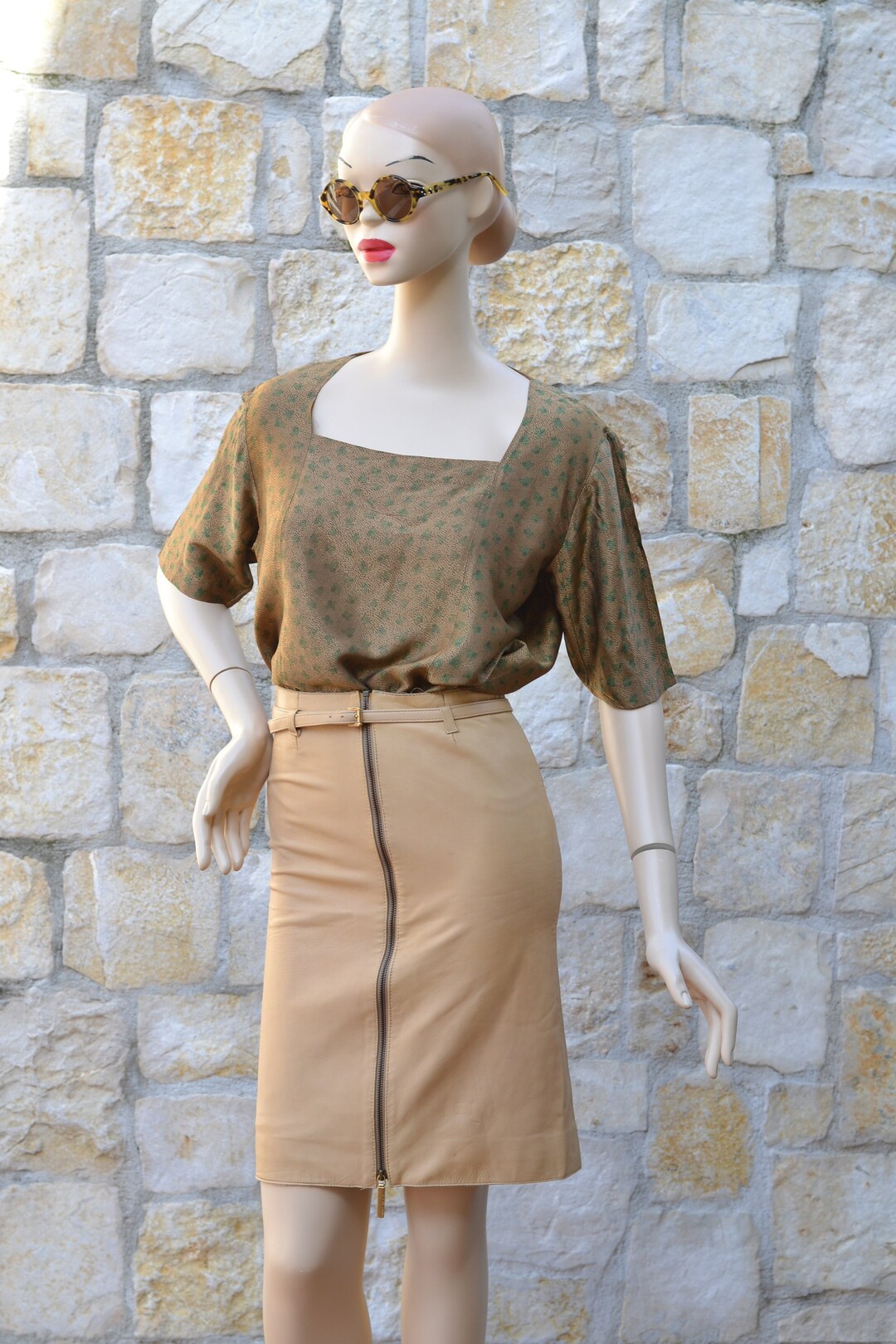 Vintage Leather Pencil Skirt - S