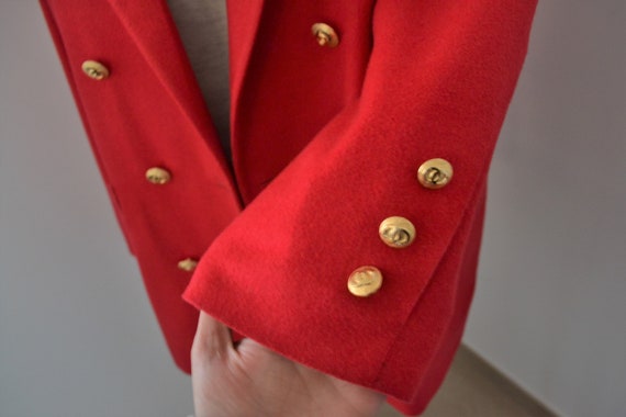 Italian Vintage Double Breasted Red Jacket, Womens Winter Coat