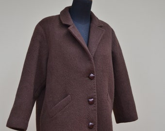 Manteau vintage en alpaga marron des années 60 taille M / manteau d’hiver pour femme