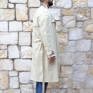 Daks London 90s Vintage Beige Military Trench Coat Men, Belted Mens Rain Coat, Autumn Coat Men, Vintage Clothing image 2