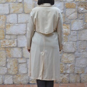 70s Beige Long Trench Coat Women, Vintage Wrap Coat, Mid Season Duster Coat image 5