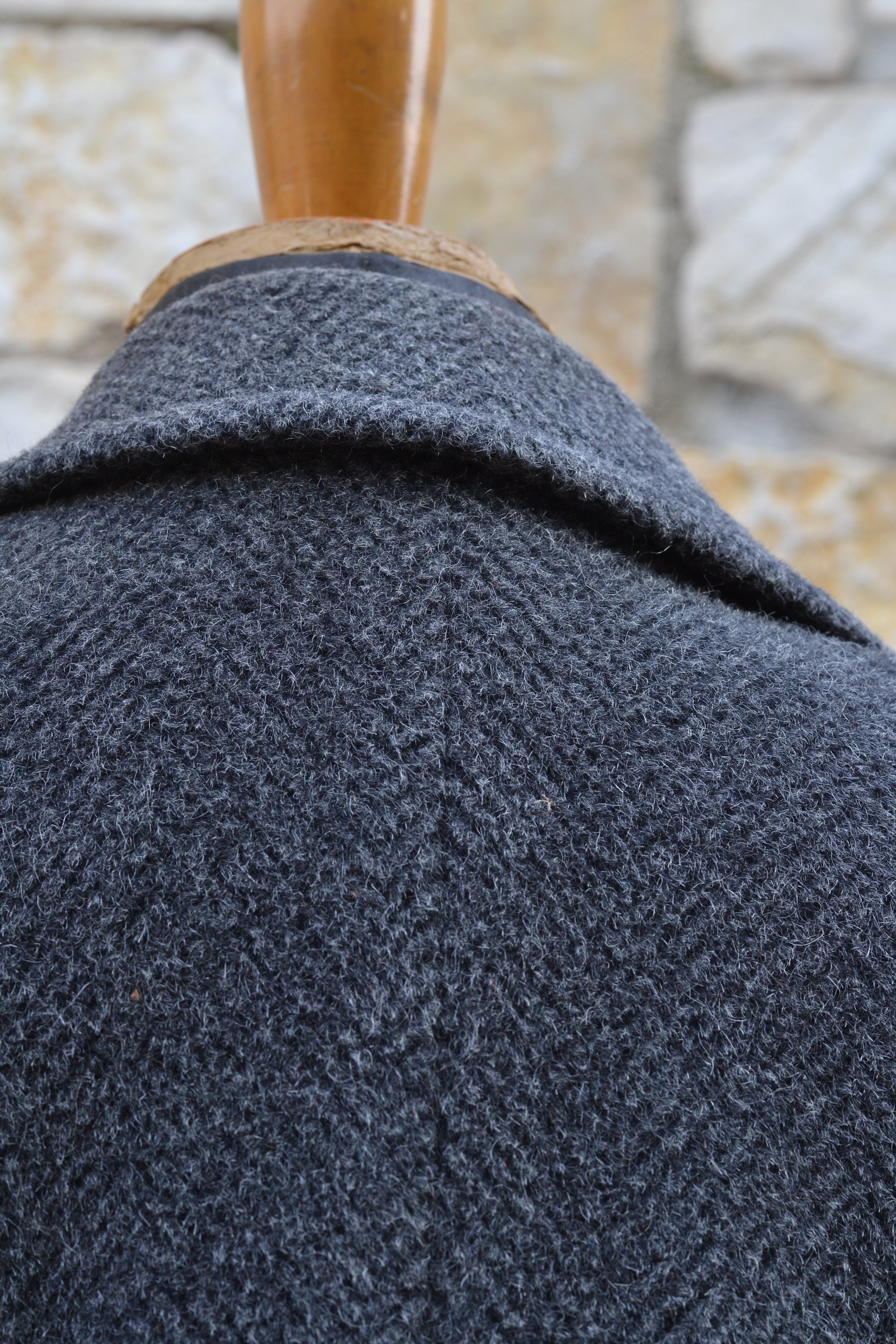 ILIA - Double Breasted Mohair Coat / Grey Vintage Wool Coat Women