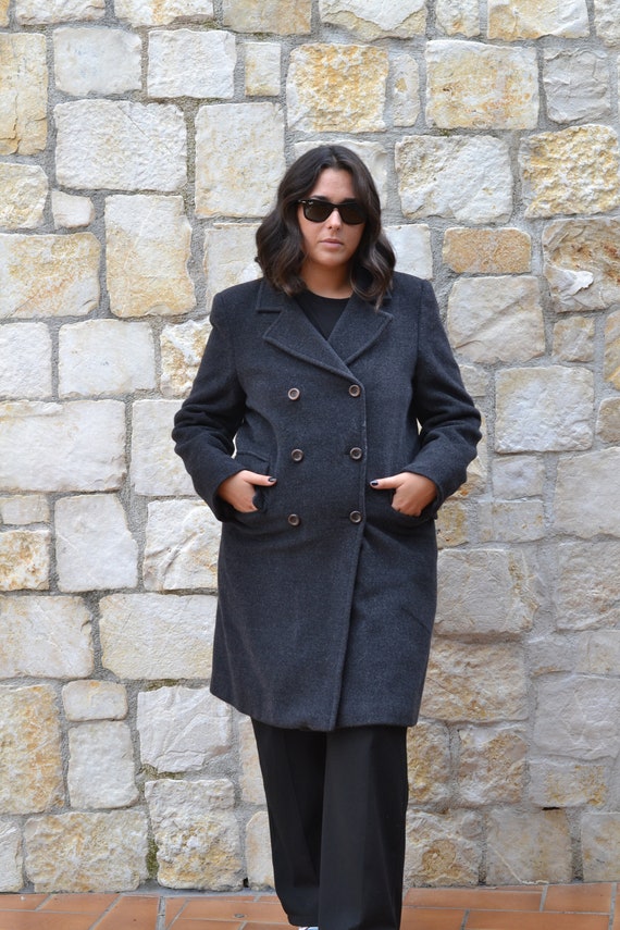 Prisma - Max Mara brand - 90s grey wool coat wome… - image 2
