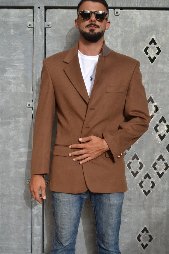 camel wool blazer mens