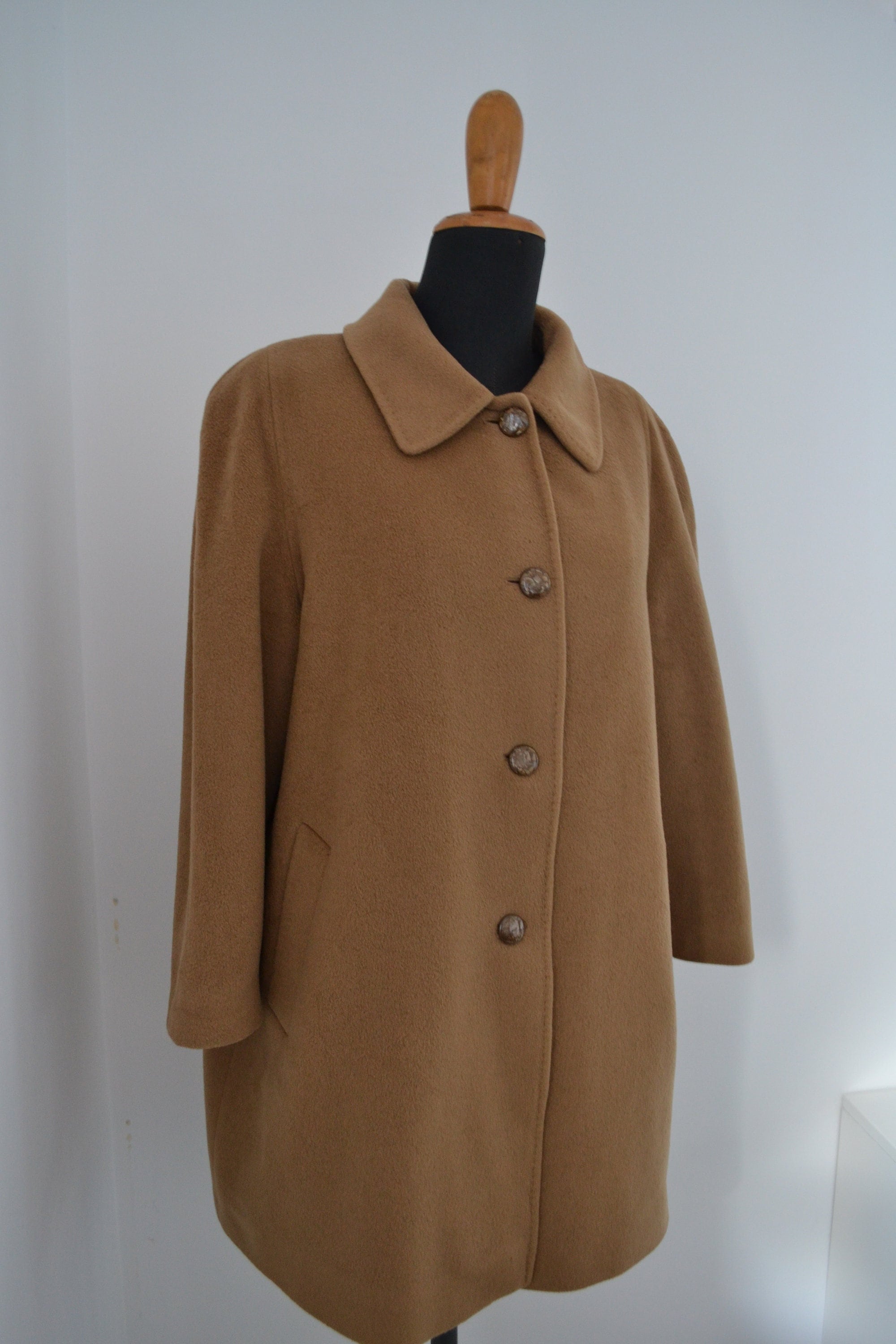 80s Vintage Camel Oversized Wool Coat Women - Etsy