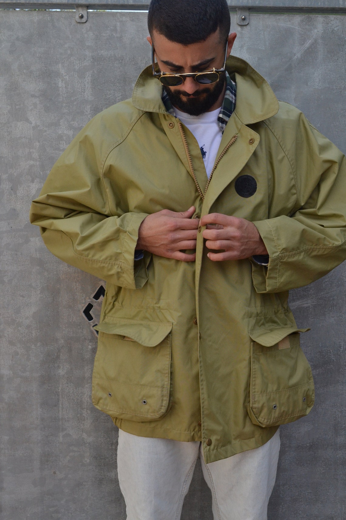 Ferrè Mustard Vintage Rain Jacket Windbreaker Etsy
