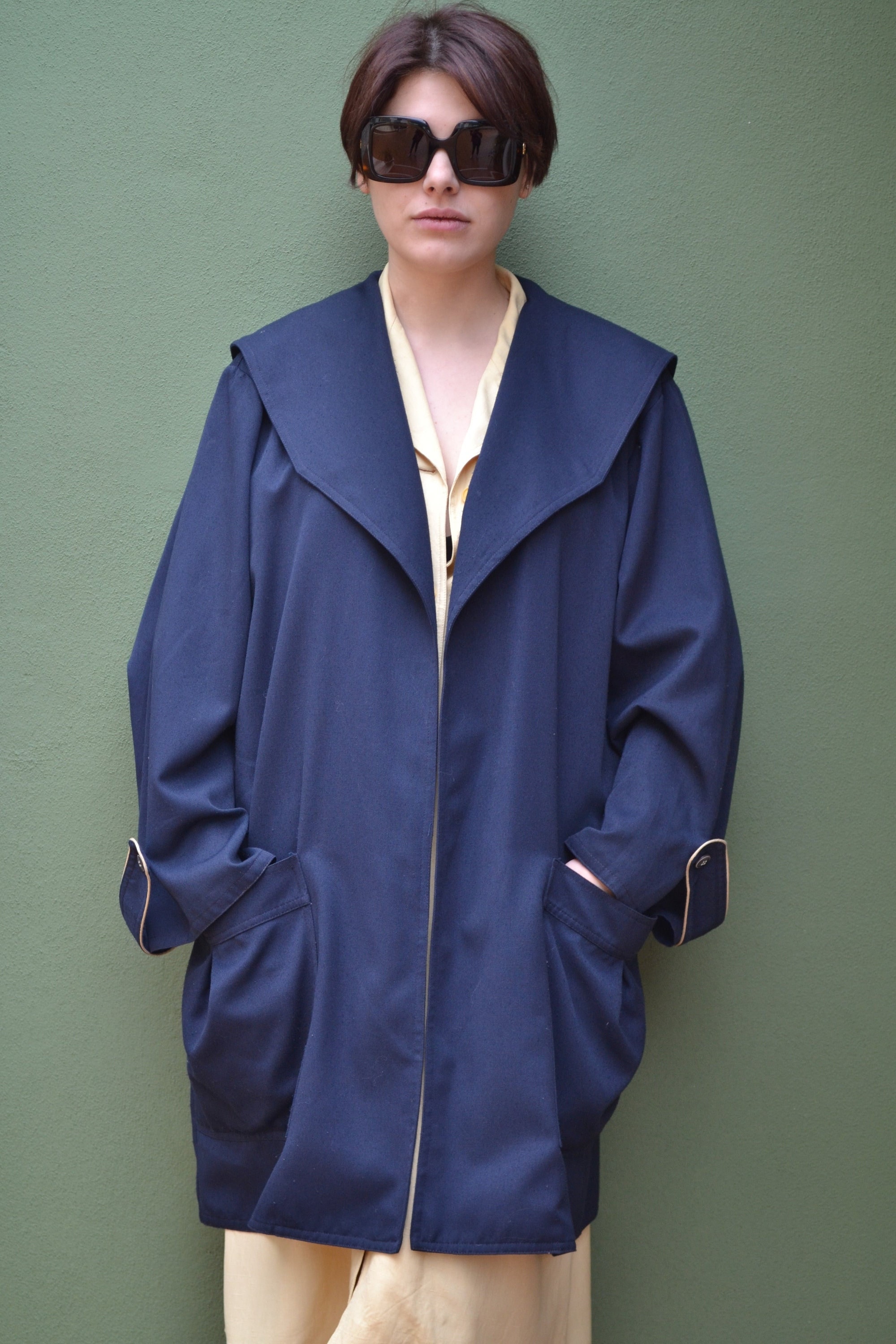 Dark Blue Sailor Collar Coat Women - Etsy