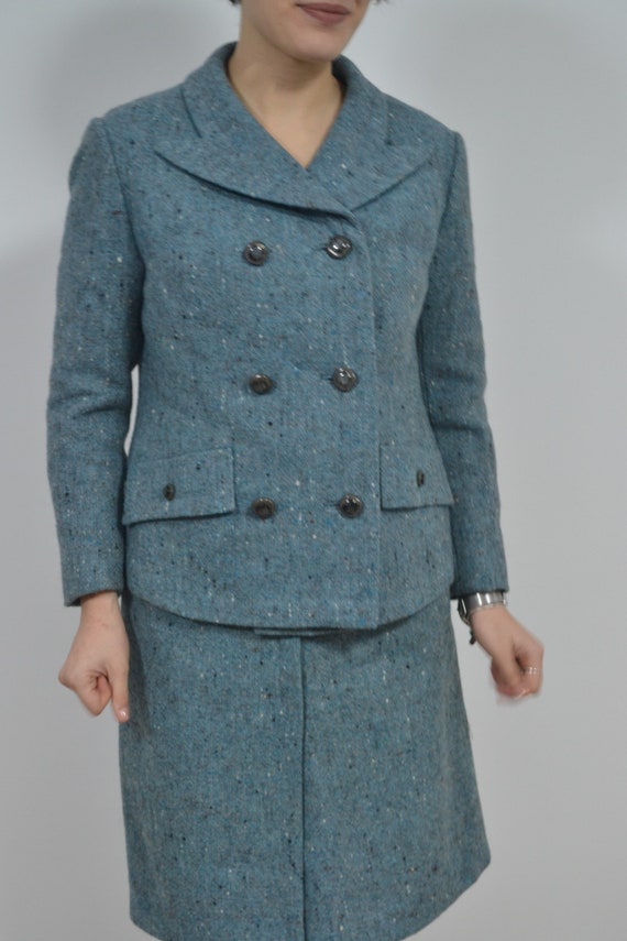 Two piece set 60s skirt suit, 60s womens wool twee