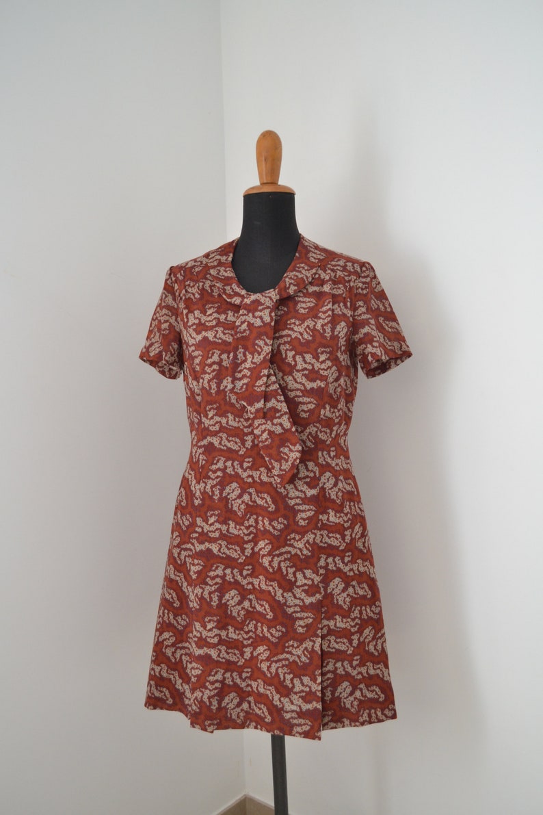 1960's brown two-pieces vintage dress suit, vintage mod set, vintage mod dress and jacket image 5