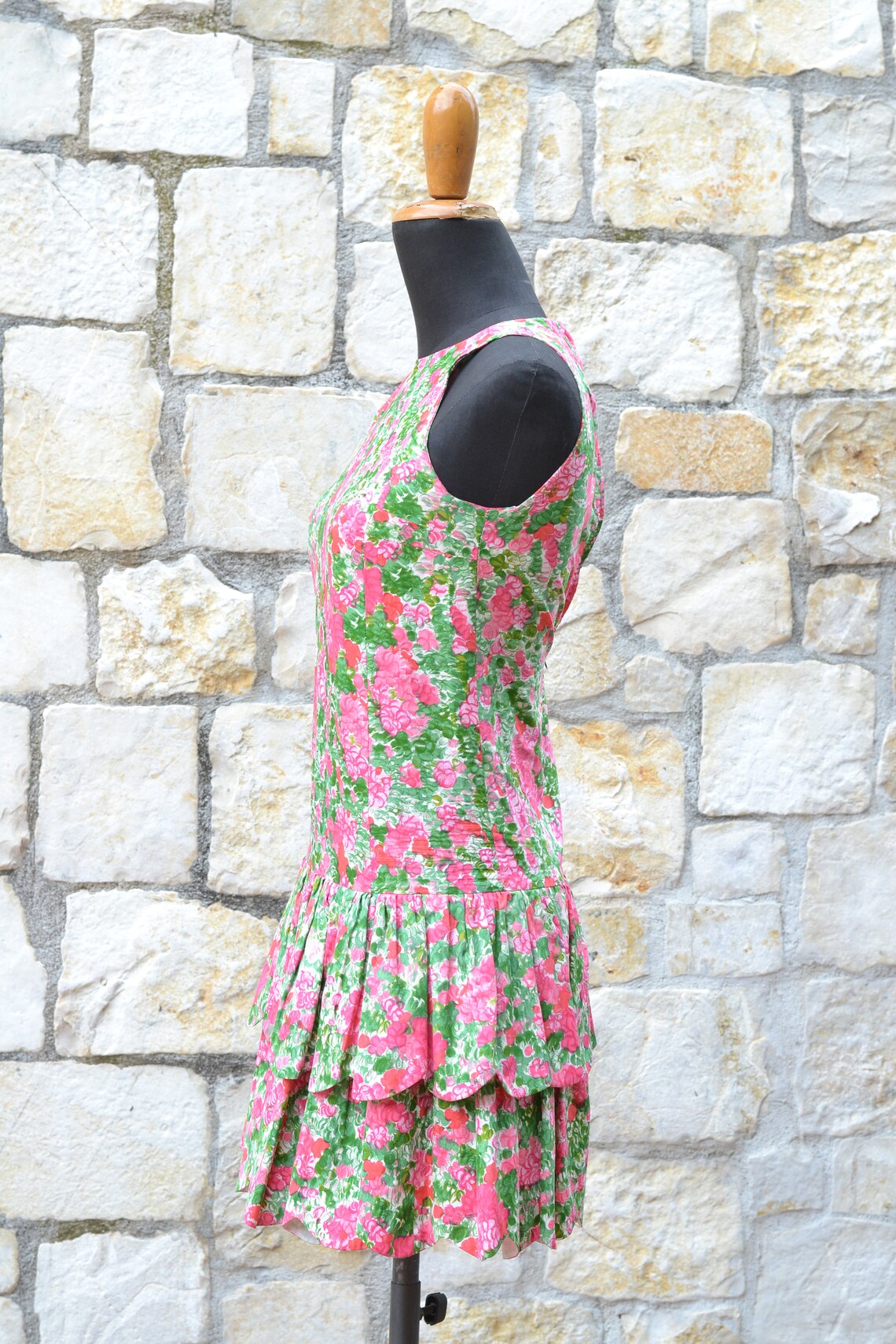 50s Vintage Ruffle Dress / Flower Summer Dress - Etsy