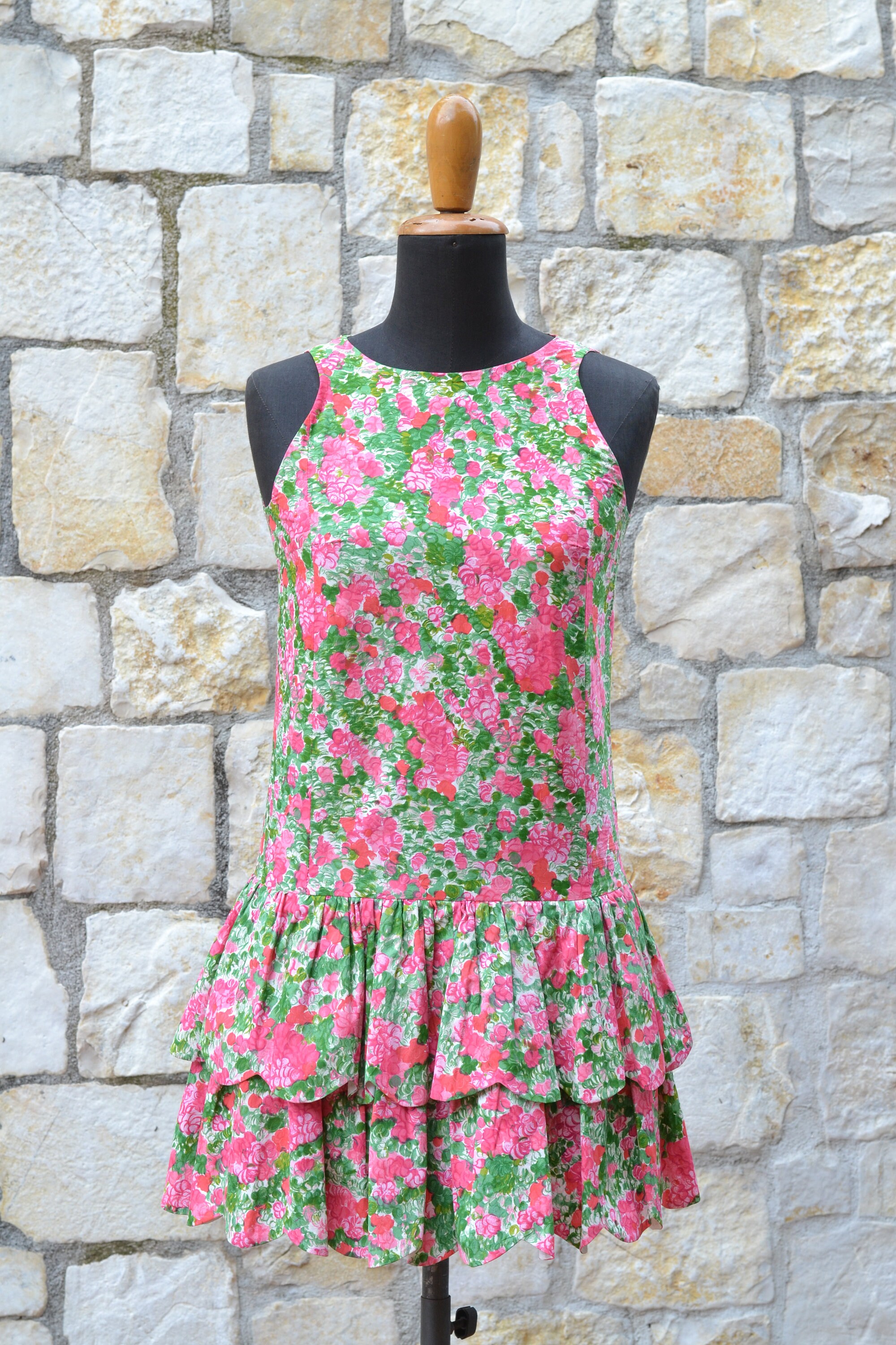 50s Vintage Ruffle Dress / Flower Summer Dress - Etsy