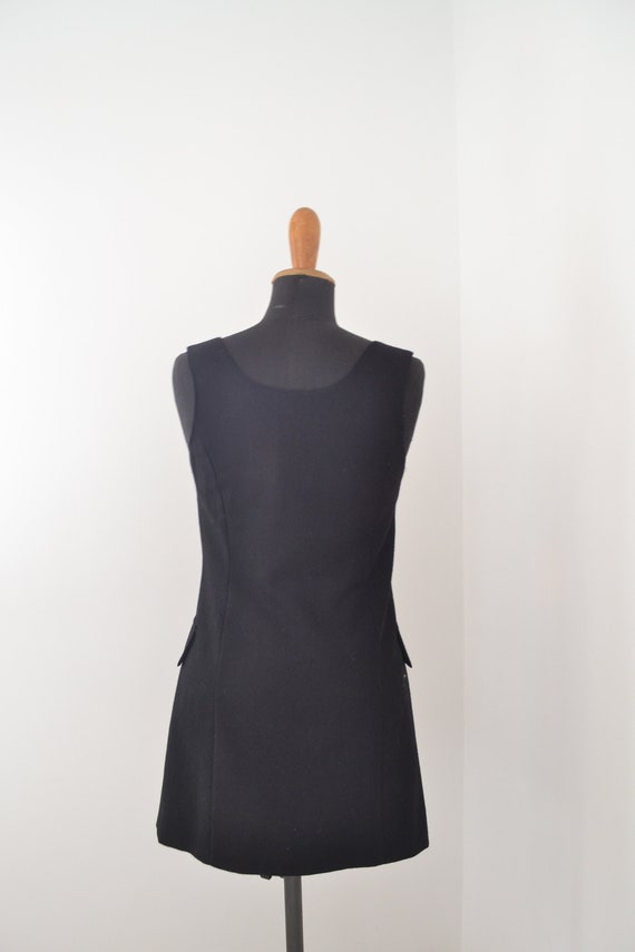 Wool pinafore dress, double breasted sleveeless d… - image 7