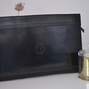 Trussardi vintage leather bag, black woman vintage purse bag, vintage clutch bag, ita bag image 1