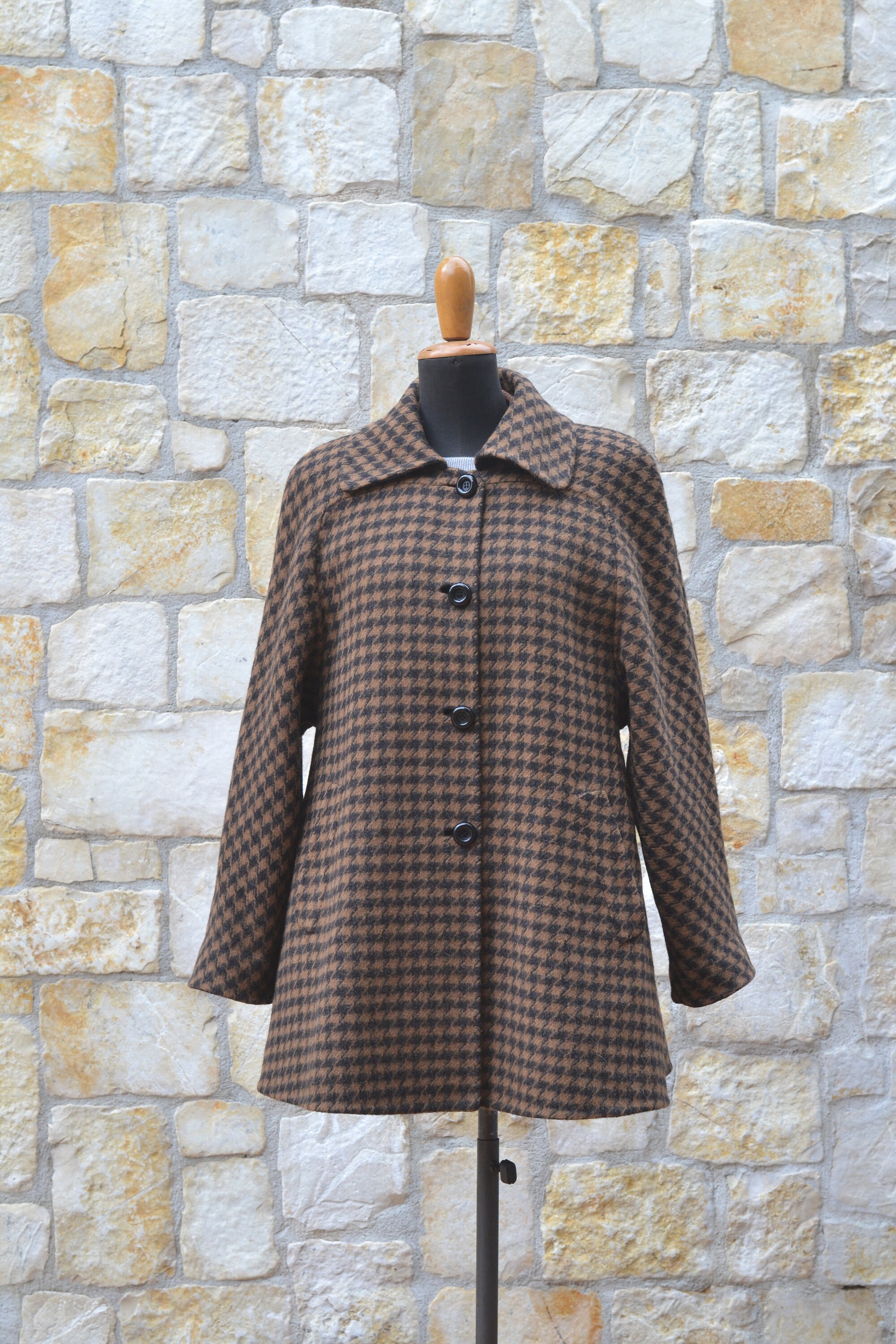 70s Vintage Fine Houndstooth Jacket / Overshirt