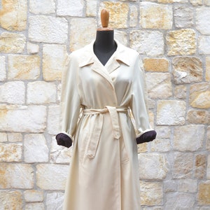 70s Beige Long Trench Coat Women, Vintage Wrap Coat, Mid Season Duster Coat image 6