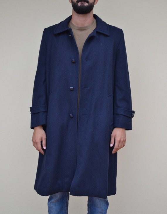 Dark blue Loden coat, authentic austrian wool coat, A… - Gem