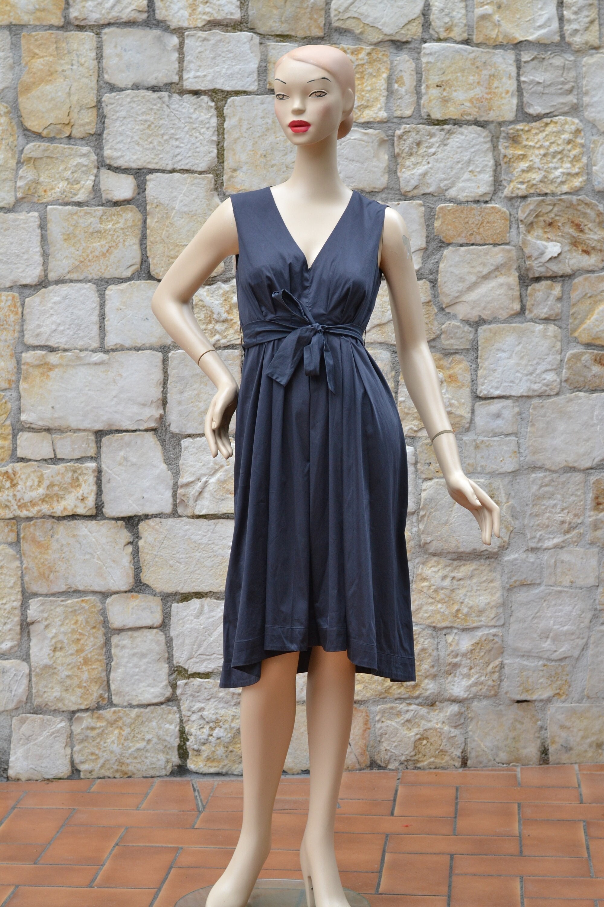 Max Mara, Intrend - Max Mara dress - 90s cotton summer dress / v-neck casual summer dress