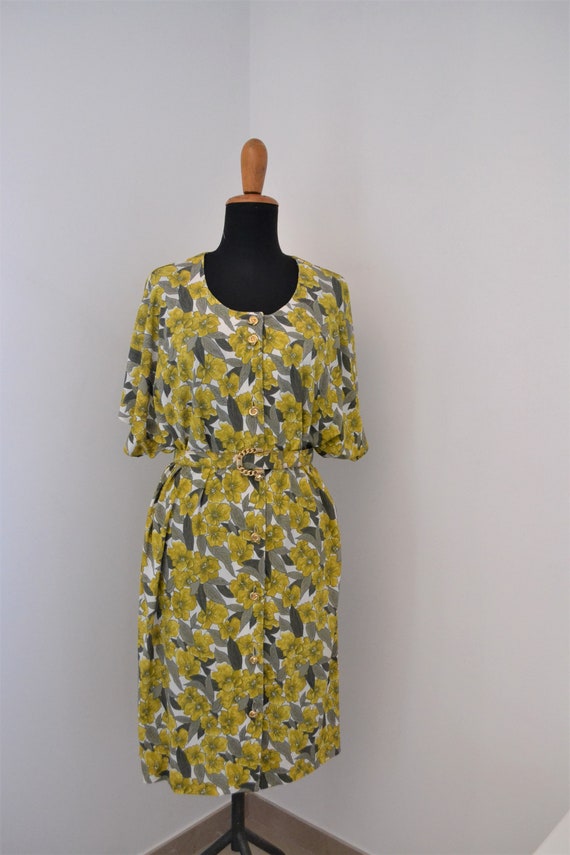 Yellow floral plus size spring summer dress, plus… - image 1