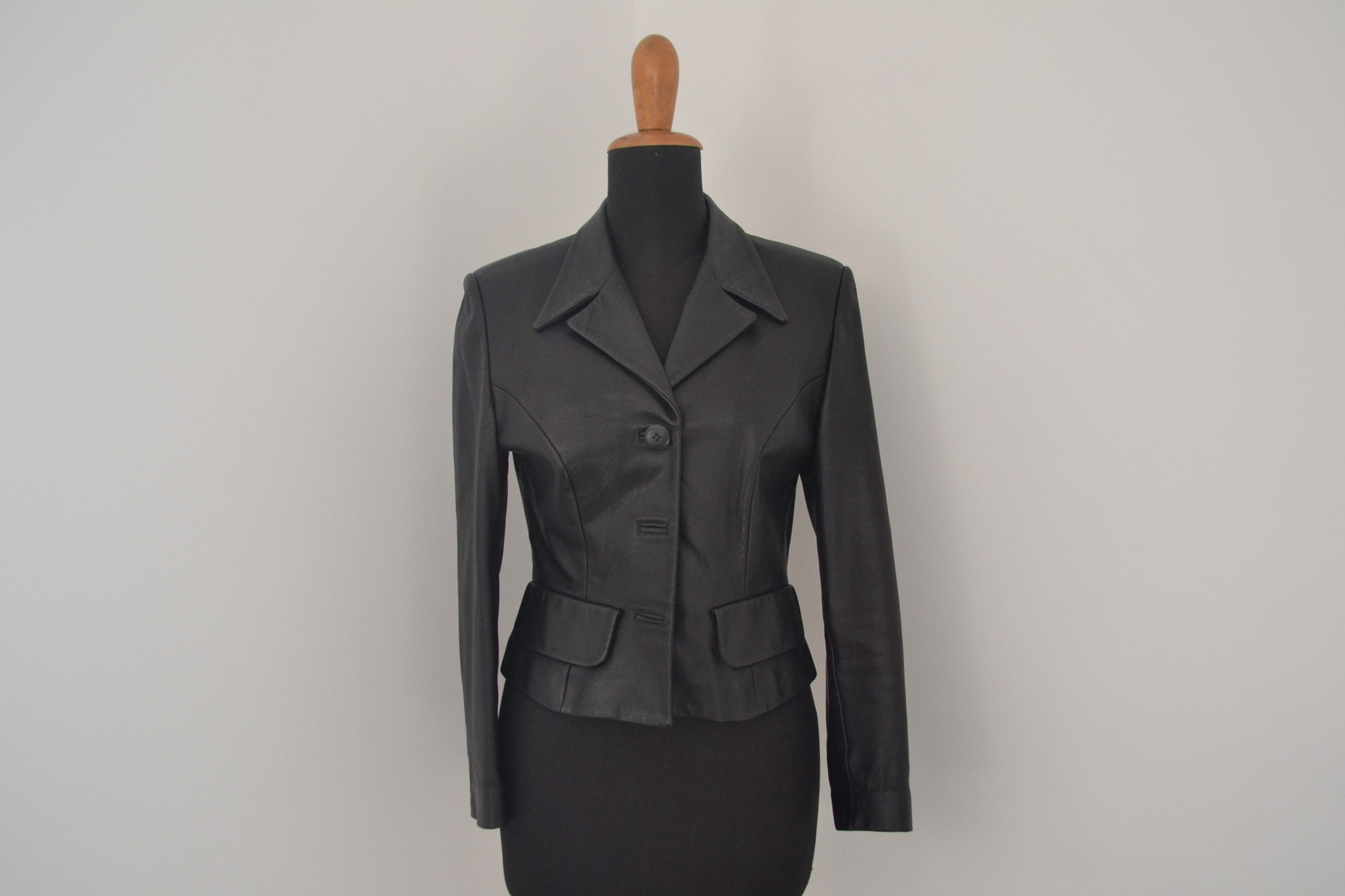 90s ITALY製 ROBO A-2 レザージャケット SIZE M VESTIMENTA Made in Italy Vintage Peak Lapel Tuxedo Jacket in